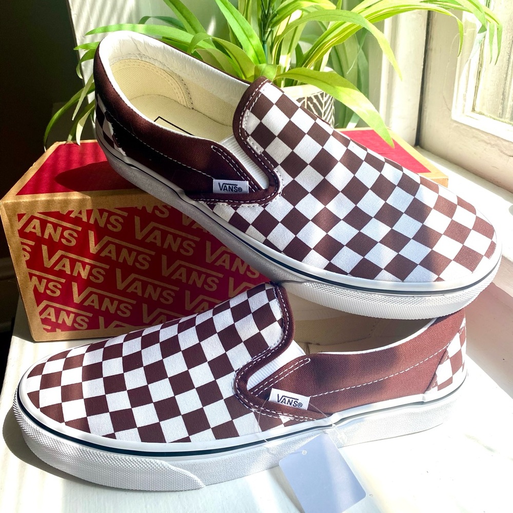 VANS Classic Checkerboard Slip/On Color Theory “Bitter Chocolate” *RARE* NEW